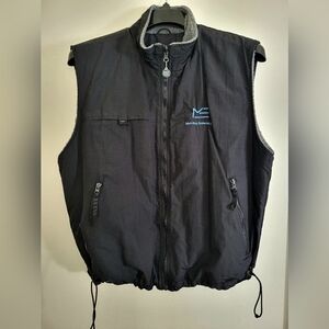 Men's Black and Gray Reversible Vest With Logo  - Medium
